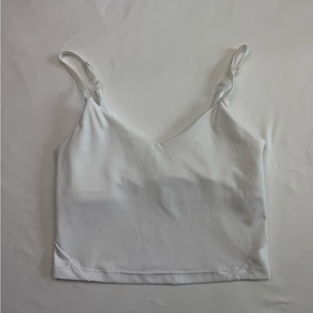 White Built In Bra Crop Top Adjustable Straps Minimalist Summer S - Picture 8 of 9